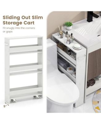 Rolling Kitchen Slim Storage Cart Mobile Shelving Organizer with Handle