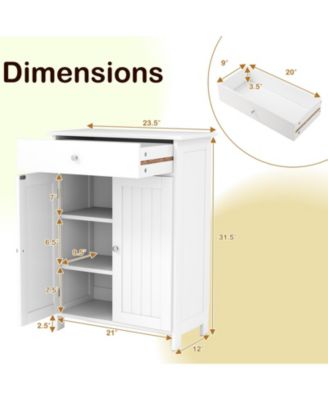 2-Door Freestanding Bathroom Cabinet with Drawer and Adjustable Shelf