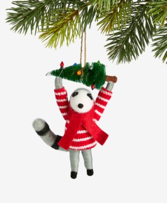 Holiday Lane - Tiny Tidings Tree-Toting Raccoon Fabric Ornament