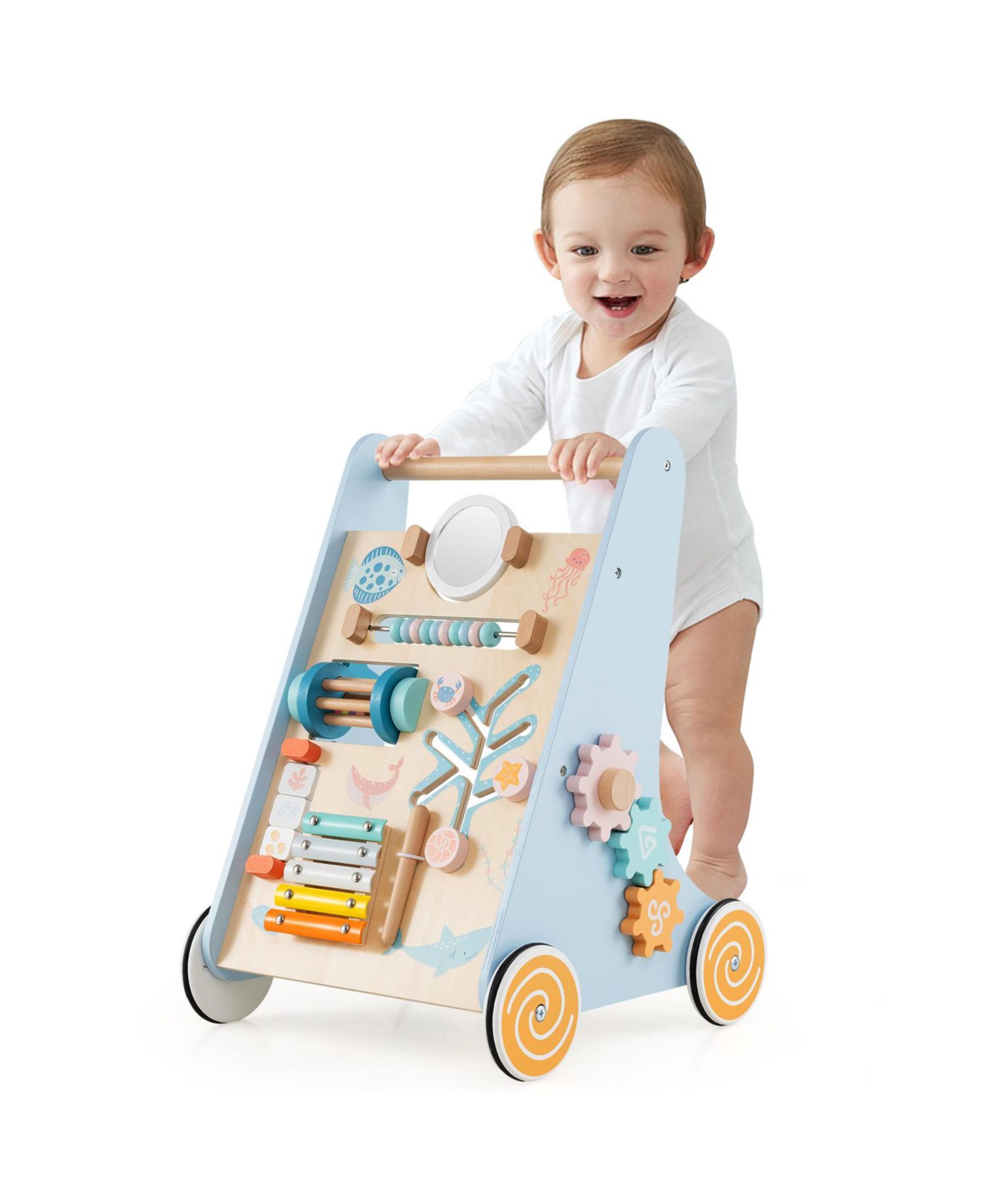 Toddler Walker Push and Pull Learning Activity Center with Wheels