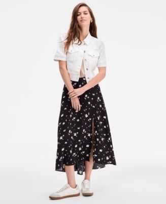 スカート theredthred S slit fit skirt petal Landscape Green ~ Silky Brenda Skirt 21 inch – Whimsy Rose