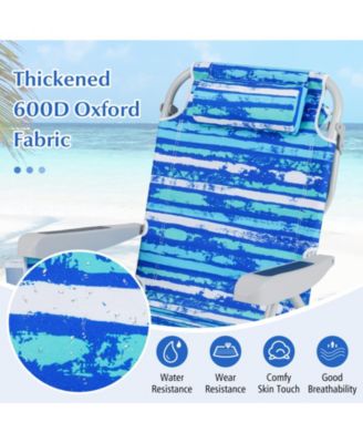 Foldable Backpack Beach Chair with Cup Holder and Storage Pockets Set of 2