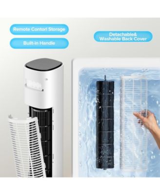 Tower Fan for Bedroom, 85°Oscillating Fan for Indoors, 23ft/s Velocity 28dB Quiet Floor Fan with 3 Speed, 4 Modes, 12H Timer, Remote, Bladeless Standing Fan Powerful for Home Office Room(Secondary)