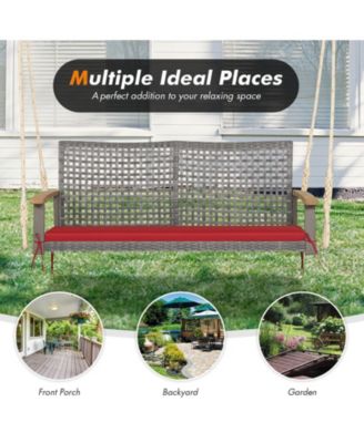 2-Person Patio Wicker Hanging Swing Chair for Porch Balcony or Backyard
