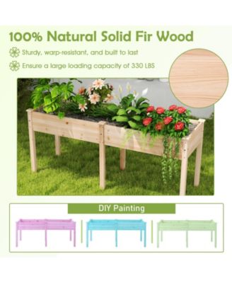 Outdoor Raised Garden Bed with Divider Panel and Drainage Holes