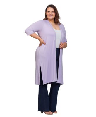 Plus Size Knee Length Duster Cardigan Sweater