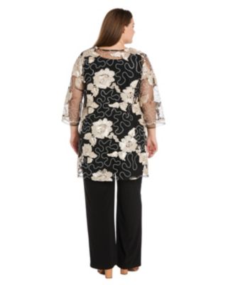 Plus Size Jacket, Necklace Top & Pant Set