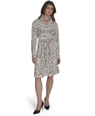 Women's Printed Commuter Tie-Waist Dress