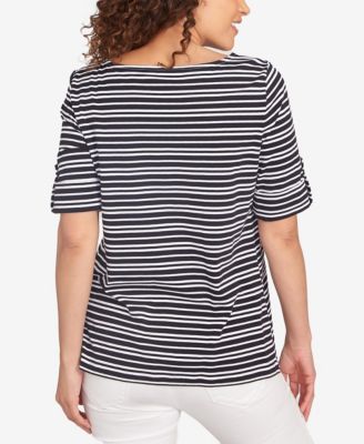 Petite Variegated Stripe Knit T Shirt