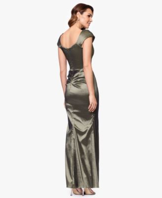 Petite Asymmetrical-Neckline Long Sheath Dress