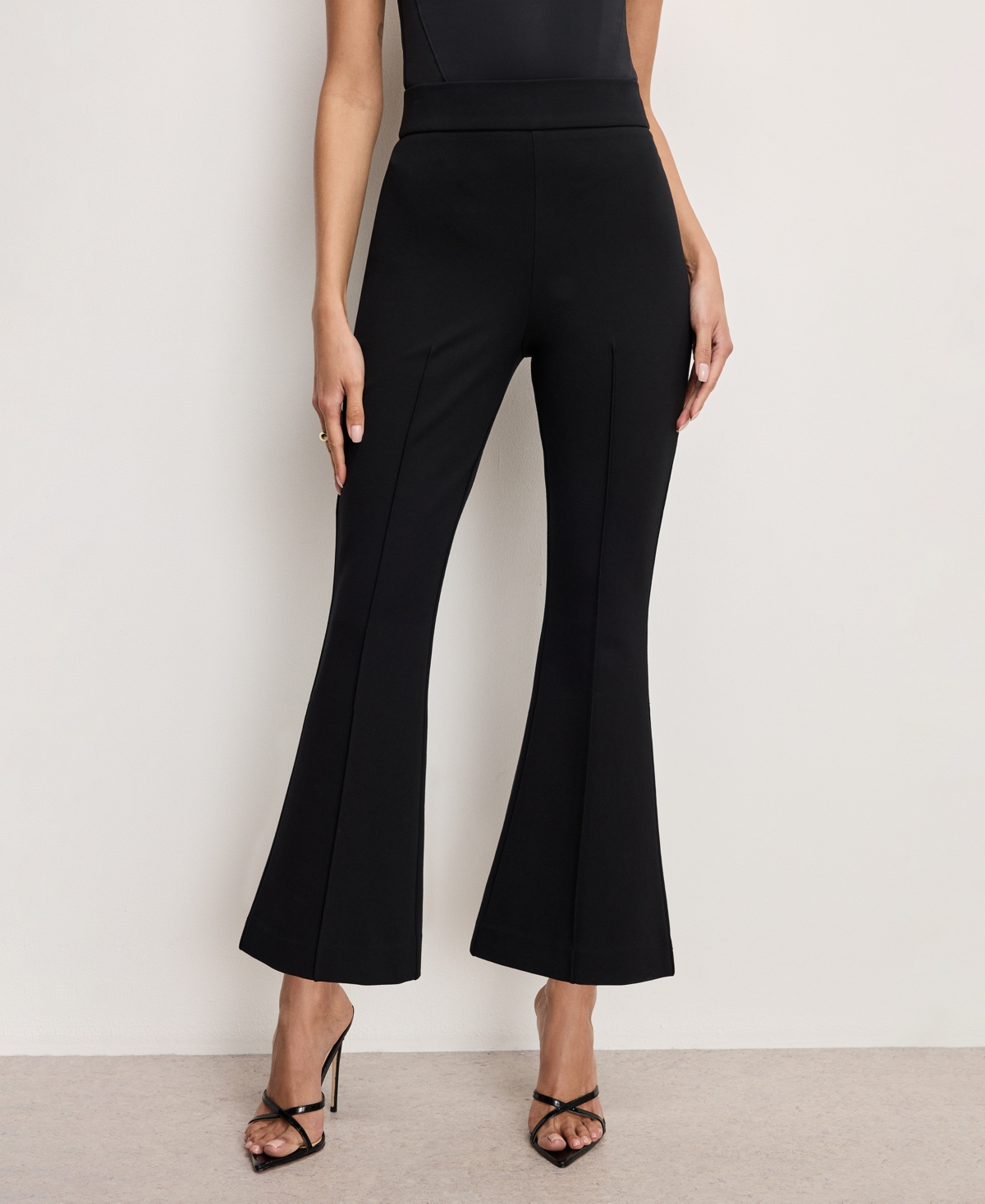 Women's Soft-Stretch Ponte Kick-Flare Pants - Black001