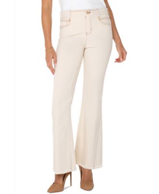 Women's Gia Glider Mid-Rise Flare Fray-Hem Jeans