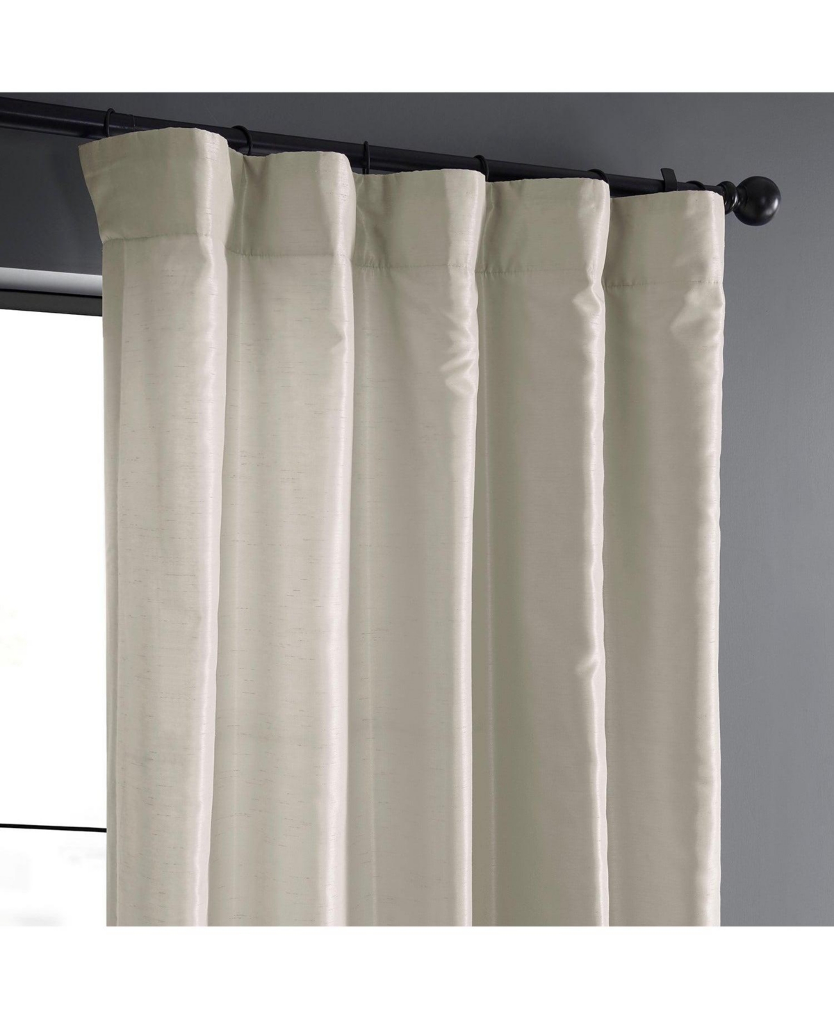 Half Price Drapes Mist Greige Vintage Textured Faux Dupioni Silk Curtain