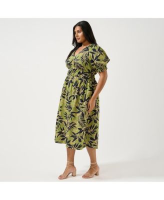 Plus Size Wildleaf Cotton Midi Dress