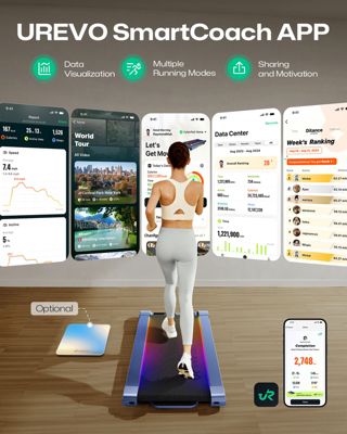 CyberPad for Home, 14% Max Incline Underdesk Walking Pad, Extended Walking Surface, Quiet Brushless Motor, App Controlled, LED Lighting 