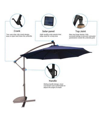 10 FT Cantilever Patio Umbrella with Lights Offset Patio Umbrella Crank Large Outdoor Umbrella Pool Umbrella