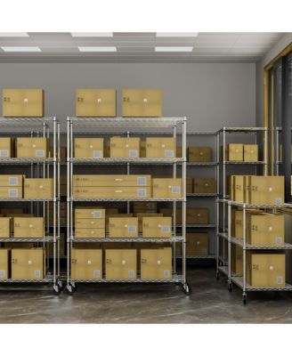 5-Tier Heavy-Duty Adjustable Metal Wire Shelving Unit with Wheels and Shelf Liners Storage Rack