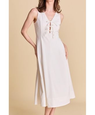 Women's Front Bow Tie Midi Dress