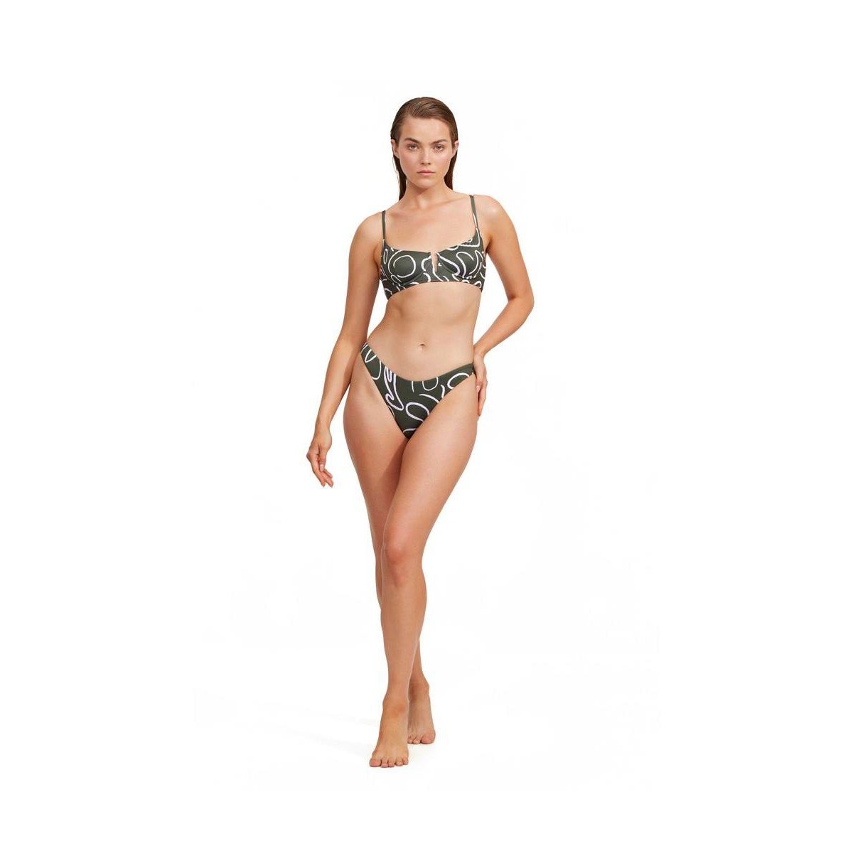 Women's Artsy Chic V Wire Bikini Top - Dark olive/ lilac