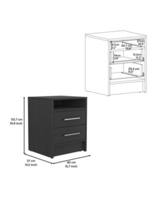 19.9" Wood Leyva Nightstand, Two Drawers, Superior Top