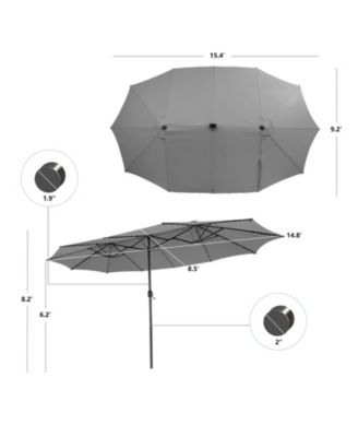 Twin Patio Umbrella with 48 Solar LED Lights for Outdoor Garden or Deck