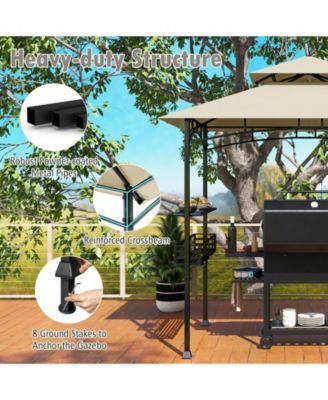 Outdoor Grill Gazebo with 2 Side Shelves and 10 Hooks