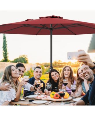 Patio Umbrella with Crank Handle and 8 Sturdy Ribs for Outdoor Shade