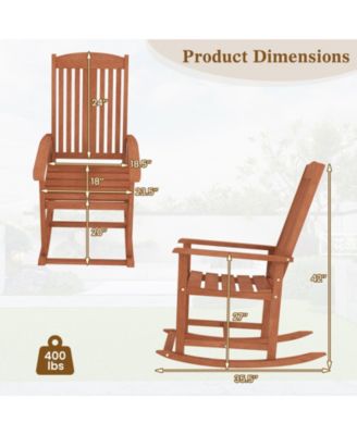 Outdoor Rocking Chair with High Back and Slatted Seat for Comfortable and Classic Patio Relaxation
