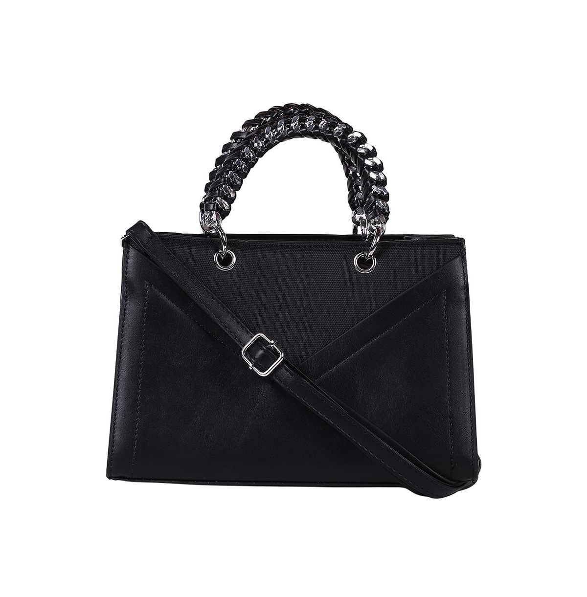 Women's The Overlap-Chainlink Hand Bag - Onyx Black - Black