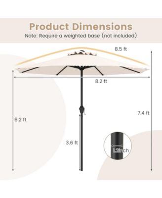 Outdoor Heavy Duty Market Umbrella with Crank Handle and 8 Sturdy Ribs