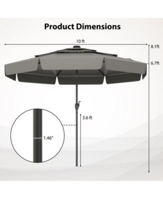 Solar Patio Umbrella with 3-Tier Vented Canopy for Outdoor Tables and Seating