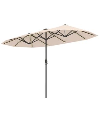 Large Patio Umbrella With Led Solar Lights Crank Handle