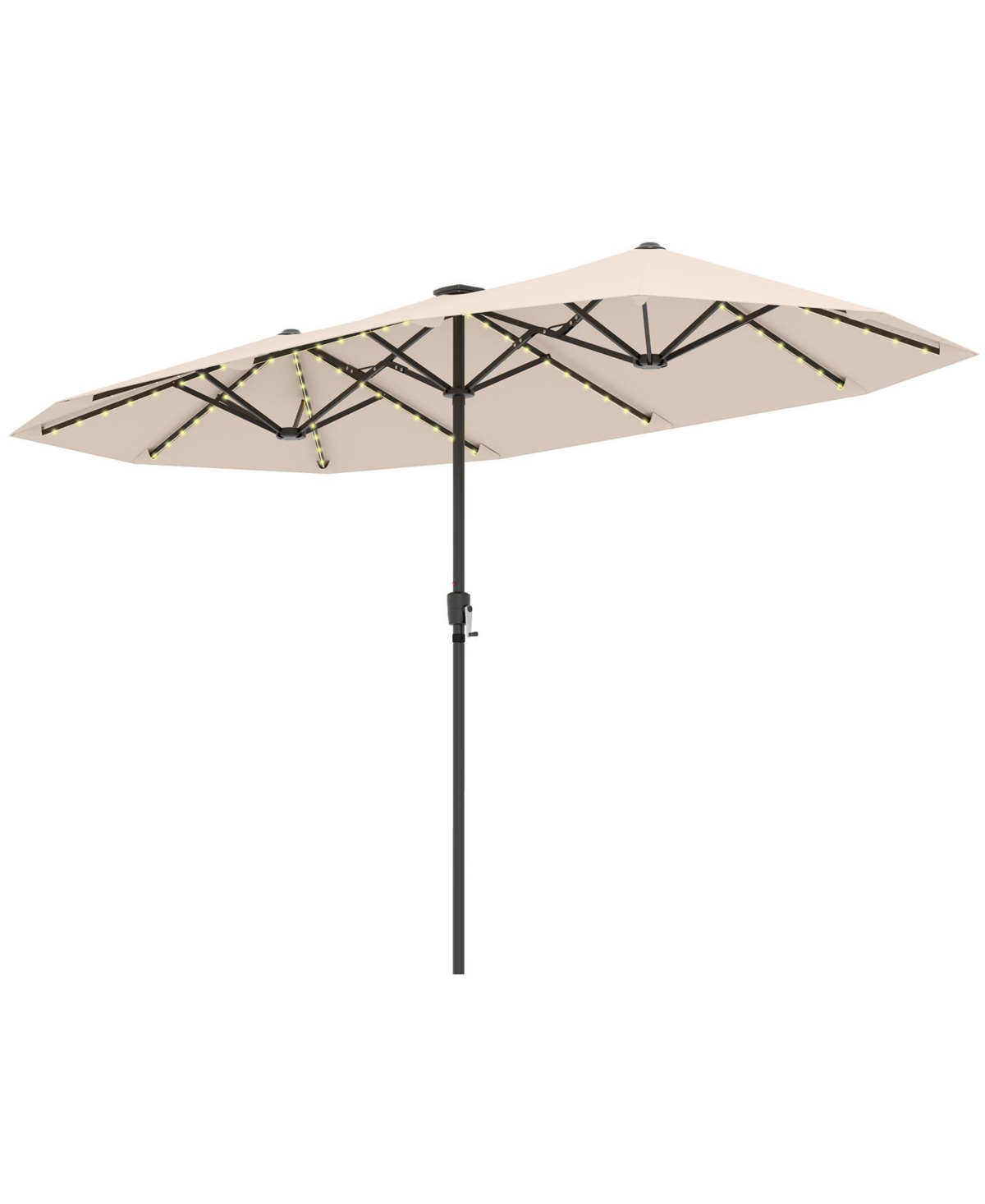 Large Patio Umbrella with Led Solar Lights and Crank Handle - Red