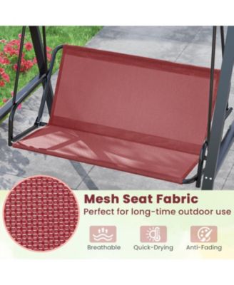 2-Person Outdoor Porch Swing with A-Shaped Metal Stand and Adjustable Canopy