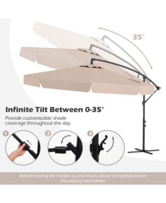 Patio Cantilever Umbrella with Cover Tilt Adjustment and Ruffled Edge