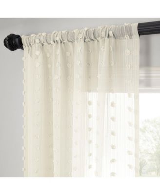 Geometric Patterned Faux Linen Sheer Curtain