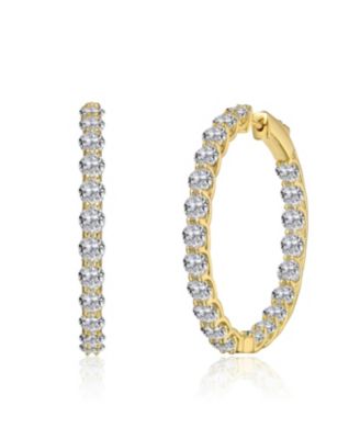 Women's Dazzling Clear Cubic Zirconia Accent Hoop Earrings