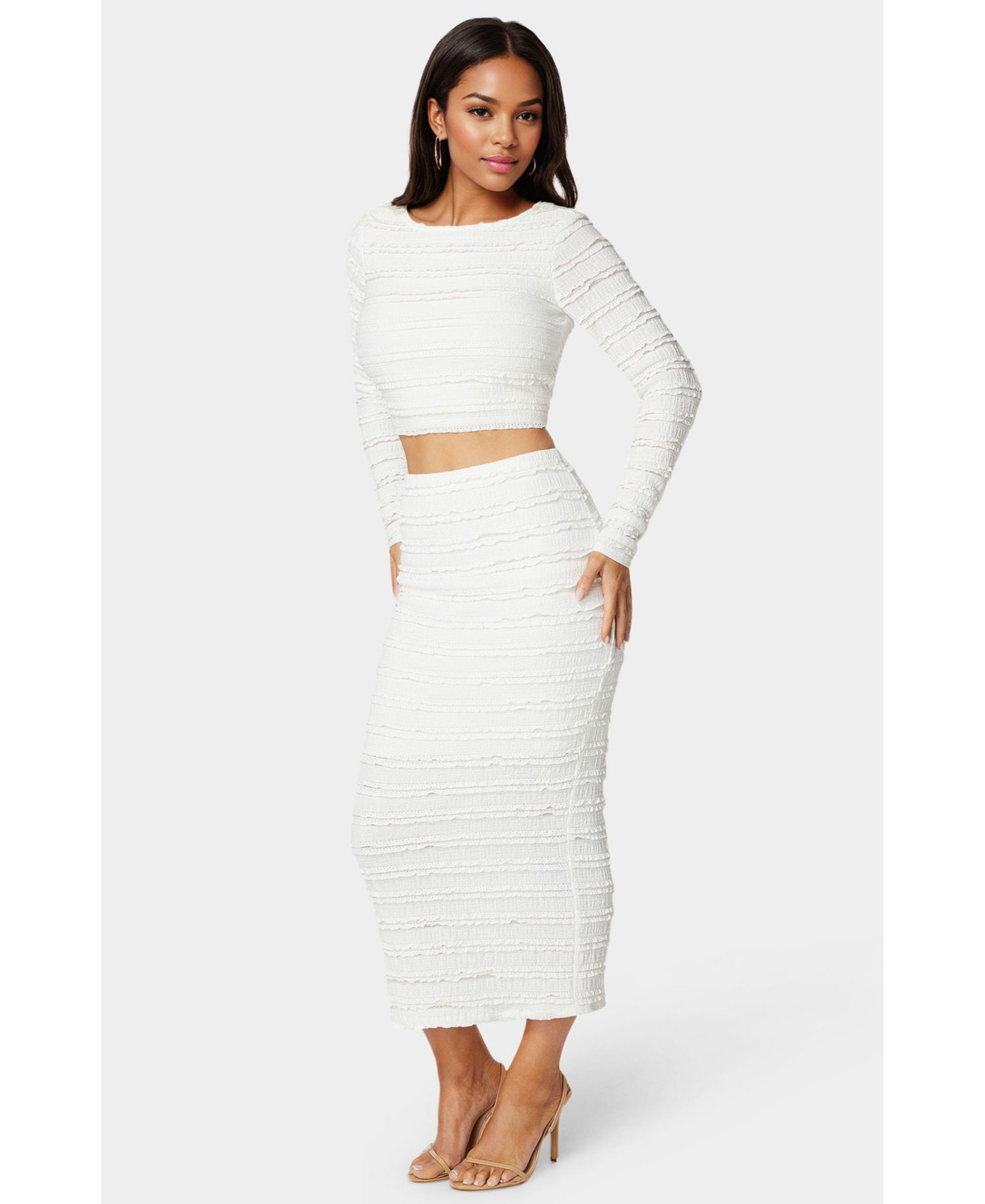Women's Ruffle Lace Two Piece Skirt Set