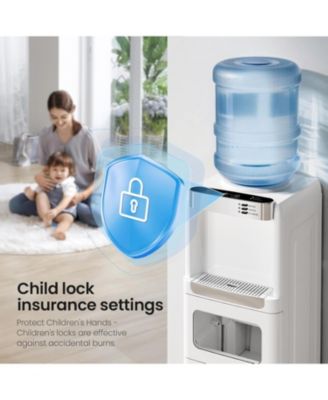 Water Cooler Dispenser with Ice Maker for 2, 3 or 5 Gallon Bottles, 33Lbs Daily Ice Making, Child Safety Lock and Energy-Saving Design for Home and Office