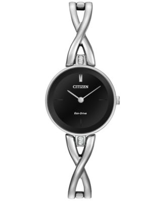 NIB Citizen Eco-Drive Stainless Steel Bangle Bracelet Watch 23mm EX1420-50E Axiom - Ladies Eco-Drive EX1420-50E Black Dial Bangle Watch  main image 4
