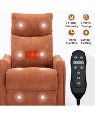 Heat Massage Manual Recliner Chair with Rocker and Swivel in Fabric for Living Room