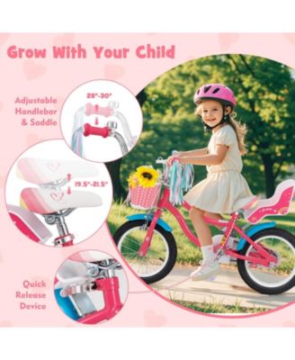 14 Inch Girls Bike for 3-8 Years Old Kids Bike with Doll Seat and Training Wheels
