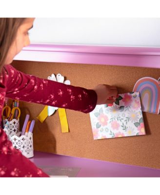 Kids Media Desk and Chair Set - Kids Desk and Chair Set, Study Table for Kids with Hutch and Shelf, Wood Bedroom Furniture Set