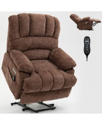 CASAINC 23"W Seat High-Back Chenille Power Lift Recliner Chair with 8-Point Vibration Massage and Lumbar Heating
