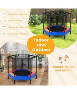 Hexagonal Kids Trampoline With Foam Padded Handrails