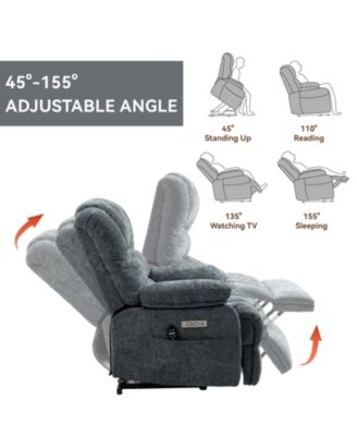 CASAINC 23"W Seat High-Back Chenille Power Lift Recliner Chair with 8-Point Vibration Massage and Lumbar Heating