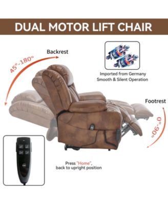 Dual Motor Infinite Position Up to 350 LBS Leatheraire Power Lift Recliner Chair with Vibration Massage and Lumbar Heating