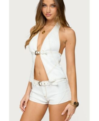 Women's Ciel Split Front Denim Halter Top