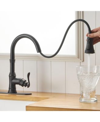 Single-Handle Pull-Down Sprayer 3 Spray High Arc Kitchen Faucet With Deck Plate