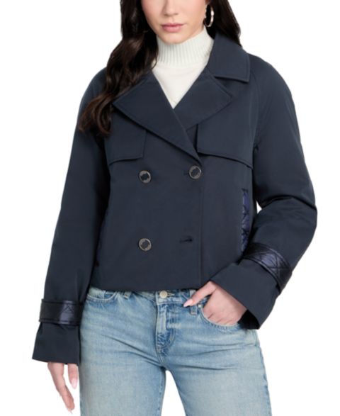 Женские куртки GUESS Cropped Quilted-Trim Trench Coat
